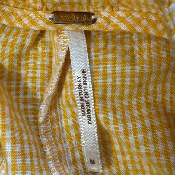 Free People M Kate Gingham Straight Leg Trouser Pants Malibu Orange/White Preppy - Picture 9 of 11